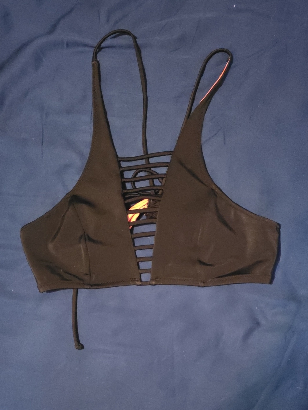 PINK Victoria's Secret Black Bralette/bikini with Hot Pink Lining